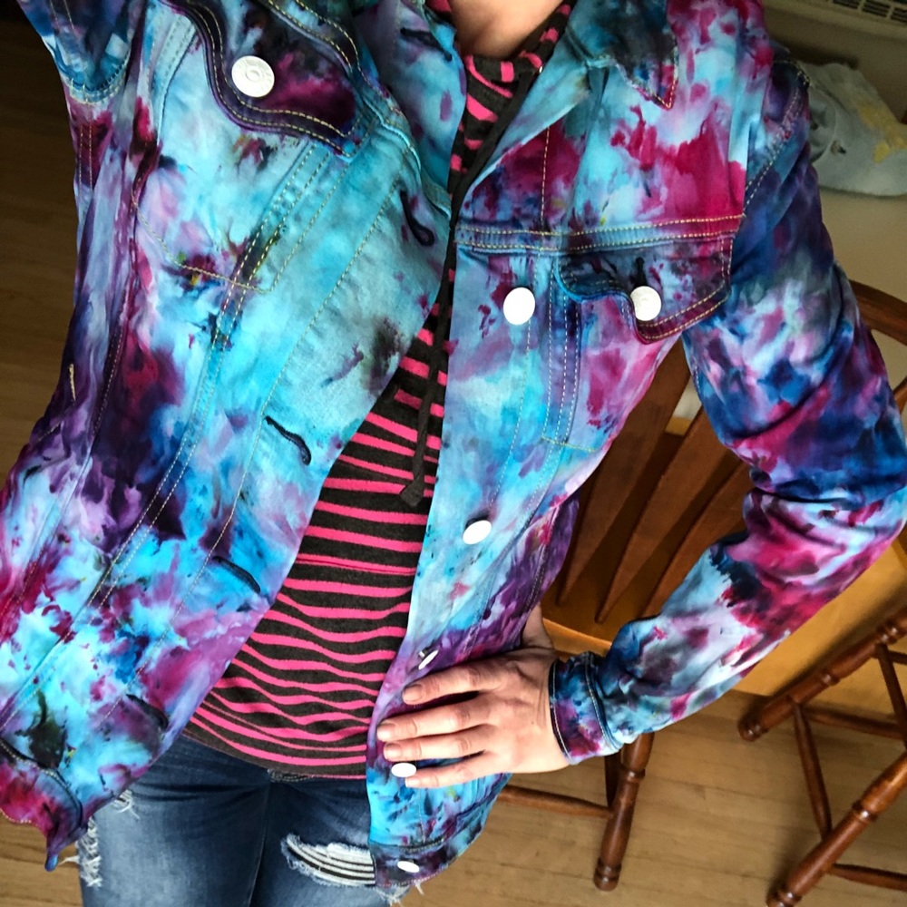 Lularoe Jaxon Jean jacket tye dyed